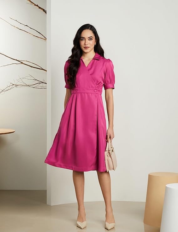 Shivora Premium Women's Fit & Flare Wrap Dress (Midi Length | Stylish | Desk-to-Dinner) (Available in Plus Sizes)